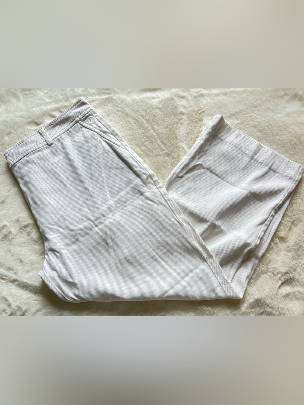 Duck Head Women’s White Textured Stretch Golf Pants Size 18 Straight Leg Cotton